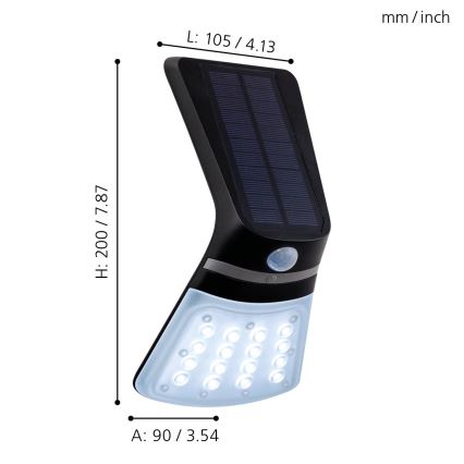 Eglo - Solární svítidlo se senzorem LED/2W/3,7V 1200 mAh IP44