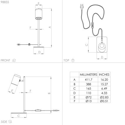 Eglo - LED Stolní lampa 1xGU10/4,5W/230V černá