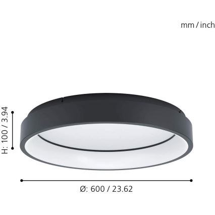 Eglo - LED RGB Stmívatelné stropní svítidlo MARGHERA-C LED/27W/230V