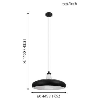 Eglo - LED RGB Stmívatelný lustr na lanku TABANERA-C 1xE27/9W/230V