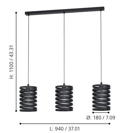 Eglo - Lustr na lanku 3xE27/40W/230V