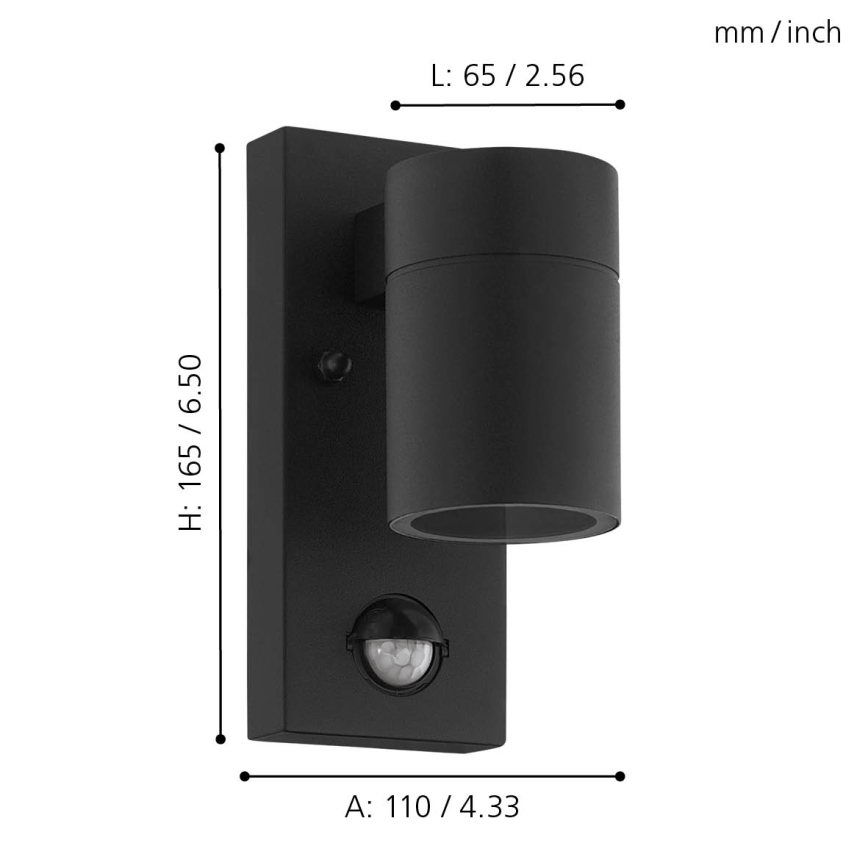 Eglo - LED Venkovní nástěnné svítidlo se senzorem 1xGU10/3W/230V IP44