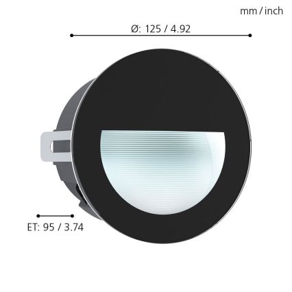 Eglo - LED Venkovní zápustné svítidlo LED/2,5W/230V IP65 černá