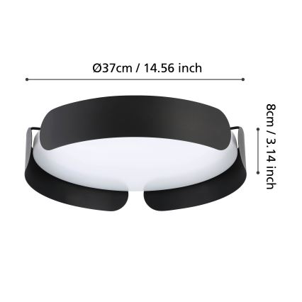 Eglo - LED Stropní svítidlo LED/20W/230V pr. 37 cm černá