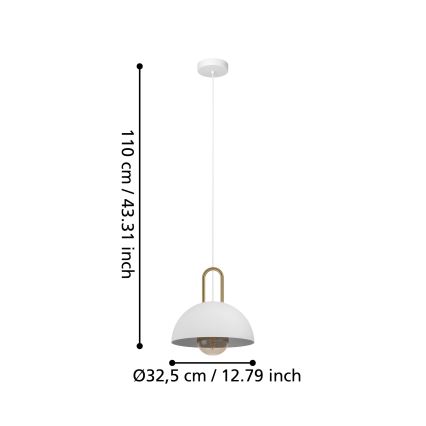 Eglo - Lustr na lanku 1xE27/40W/230V bílá