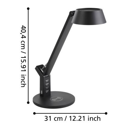 Eglo 99832 - LED Stmívatelná dotyková stolní lampa s bezdrátovým nabíjením BANDERALO LED/4,8W/230V černá