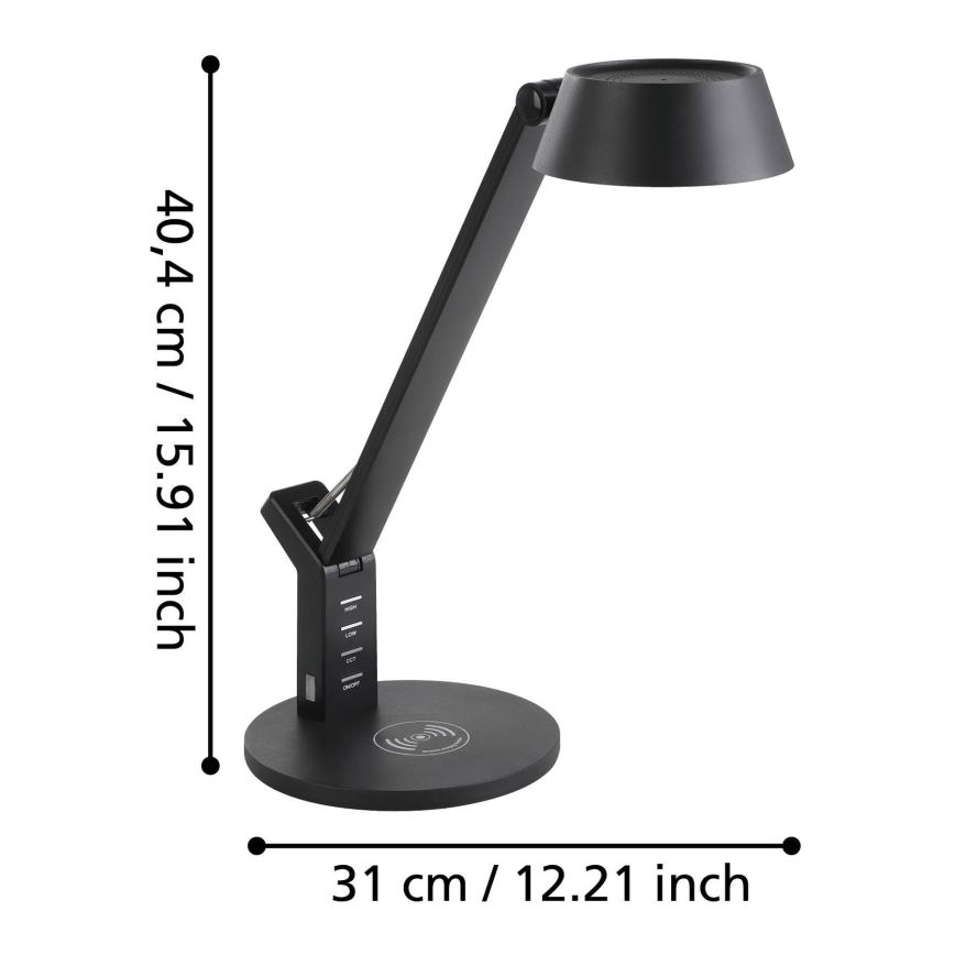 Eglo 99832 - LED Stmívatelná dotyková stolní lampa s bezdrátovým nabíjením BANDERALO LED/4,8W/230V černá