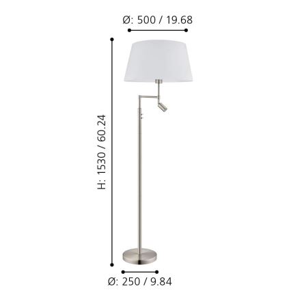 Eglo/Edi Light - LED Stojací lampa SANTANDER 1xE27/11W/230V + LED/2,3W chrom