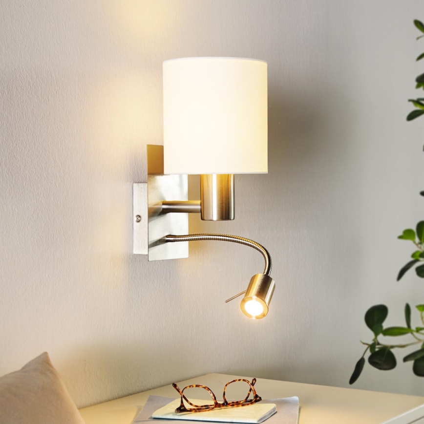 Eglo - LED Flexibilní svítidlo 1xE27/40W+LED/3,8W bílá