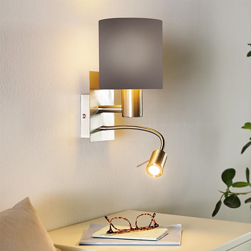 Eglo - LED Flexibilní svítidlo 1xE27/40W+LED/3,8W šedá