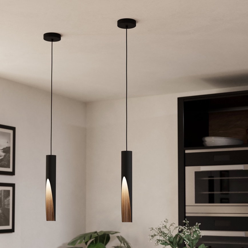 Eglo - LED Lustr na lanku 1xGU10/4,5W/230V 3000K černá/hnědá