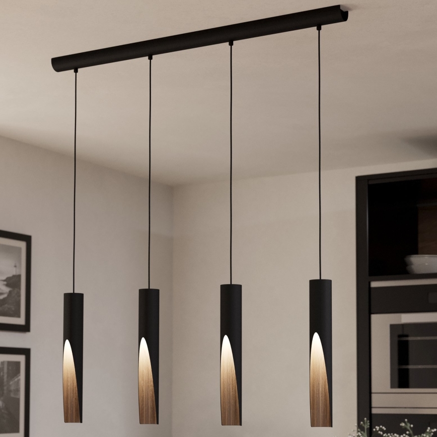 Eglo - LED Lustr na lanku 4xGU10/4,5W/230V 3000K černá/hnědá