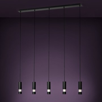 Eglo - LED Lustr na lanku 5xGU10/4,6W/230V černá