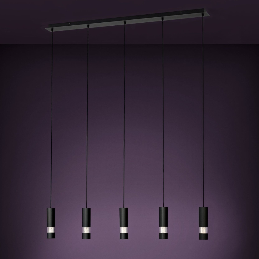 Eglo - LED Lustr na lanku 5xGU10/4,6W/230V černá