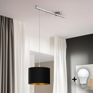 Eglo - LED  Lustr na lanku CALCENA 1xE27/60W/230V chrom/černá