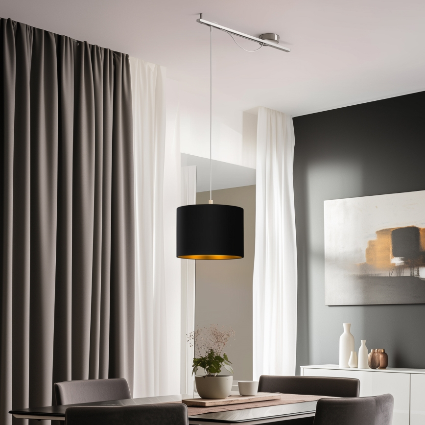 Eglo - LED  Lustr na lanku CALCENA 1xE27/60W/230V chrom/černá