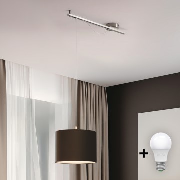 Eglo - LED  Lustr na lanku CALCENA 1xE27/60W/230V chrom/hnědá