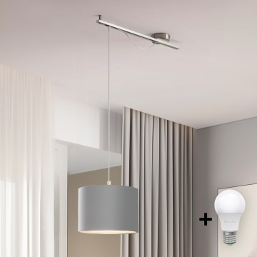 Eglo - LED  Lustr na lanku CALCENA 1xE27/60W/230V chrom/šedá