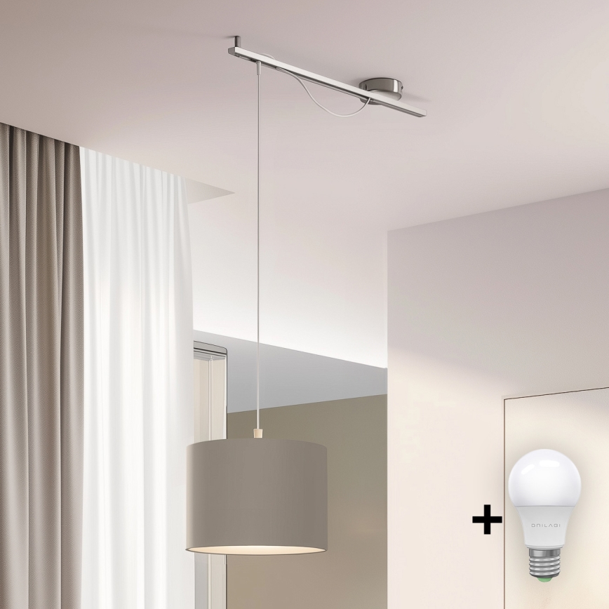 Eglo - LED  Lustr na lanku CALCENA 1xE27/60W/230V chrom/taupe