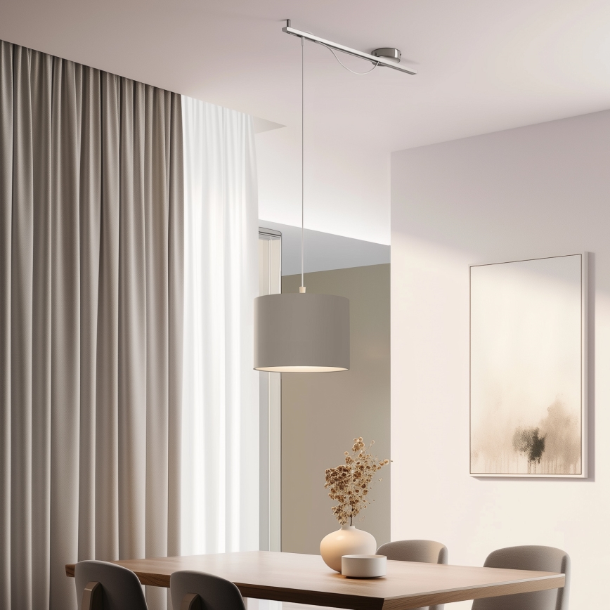 Eglo - LED  Lustr na lanku CALCENA 1xE27/60W/230V chrom/taupe