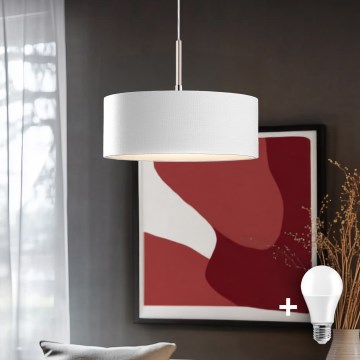 Eglo - LED Lustr na lanku TUNJA 1xE27/60W/230V bílá
