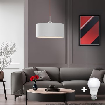 Eglo - LED  Lustr na lanku TUNJA 1xE27/60W/230V bílá