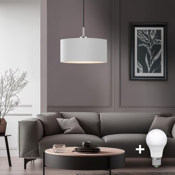 Eglo - LED  Lustr na lanku TUNJA 1xE27/60W/230V bílá