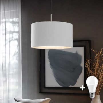 Eglo - LED  Lustr na lanku TUNJA 1xE27/60W/230V bílá