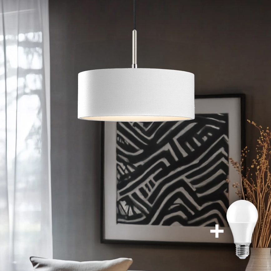 Eglo - LED  Lustr na lanku TUNJA 1xE27/60W/230V bílá