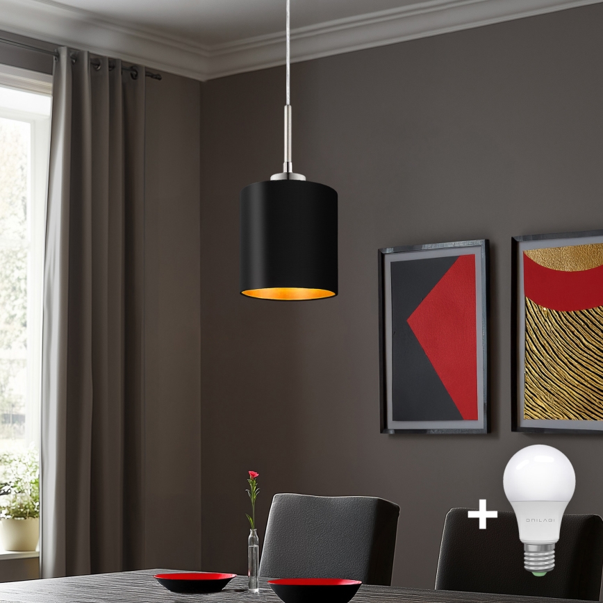 Eglo - LED Lustr na lanku TUNJA 1xE27/60W/230V černá