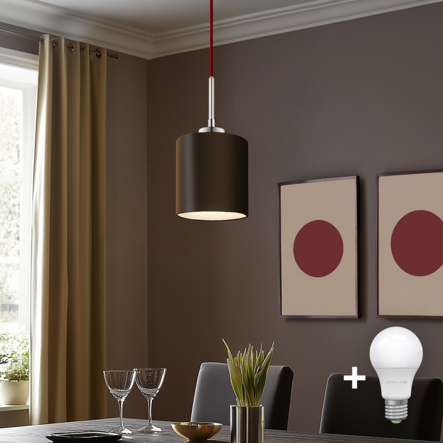 Eglo - LED  Lustr na lanku TUNJA 1xE27/60W/230V hnědá