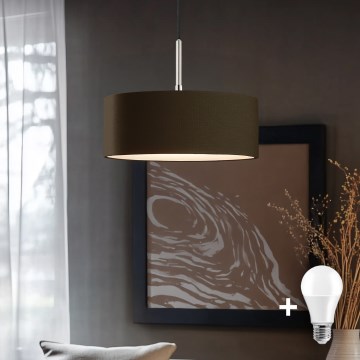 Eglo - LED  Lustr na lanku TUNJA 1xE27/60W/230V hnědá