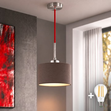 Eglo - LED Lustr na lanku TUNJA 1xE27/60W/230V pr. 20 cm hnědá/červená