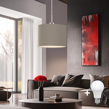 Eglo - LED Lustr na lanku TUNJA 1xE27/60W/230V taupe