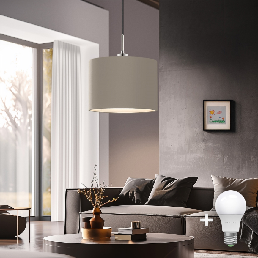 Eglo - LED  Lustr na lanku TUNJA 1xE27/60W/230V taupe