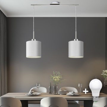 Eglo - LED  Lustr na lanku TUNJA 2xE27/60W/230V bílá
