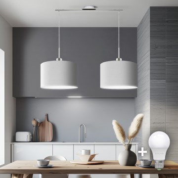 Eglo - LED  Lustr na lanku TUNJA 2xE27/60W/230V bílá
