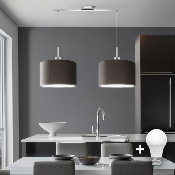 Eglo - LED  Lustr na lanku TUNJA 2xE27/60W/230V hnědá