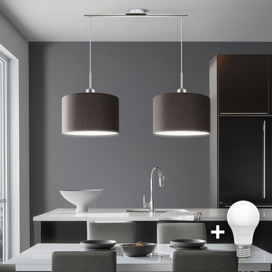 Eglo - LED  Lustr na lanku TUNJA 2xE27/60W/230V hnědá
