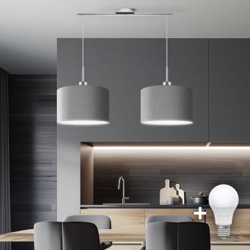 Eglo - LED  Lustr na lanku TUNJA 2xE27/60W/230V šedá