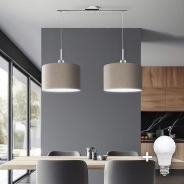 Eglo - LED  Lustr na lanku TUNJA 2xE27/60W/230V taupe