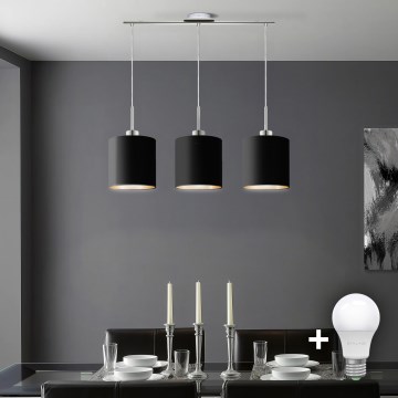 Eglo - LED  Lustr na lanku TUNJA 3xE27/60W/230V černá