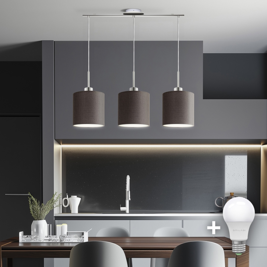 Eglo - LED  Lustr na lanku TUNJA 3xE27/60W/230V hnědá