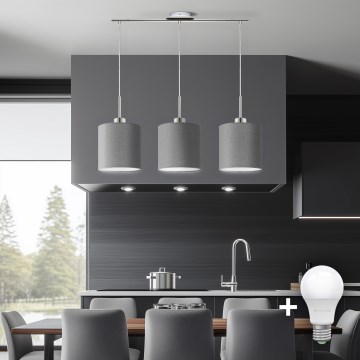 Eglo - LED  Lustr na lanku TUNJA 3xE27/60W/230V šedá