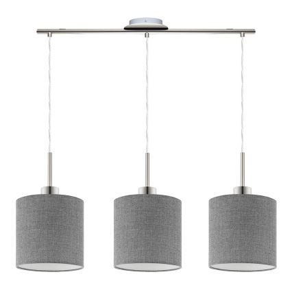 Eglo - LED  Lustr na lanku TUNJA 3xE27/60W/230V šedá