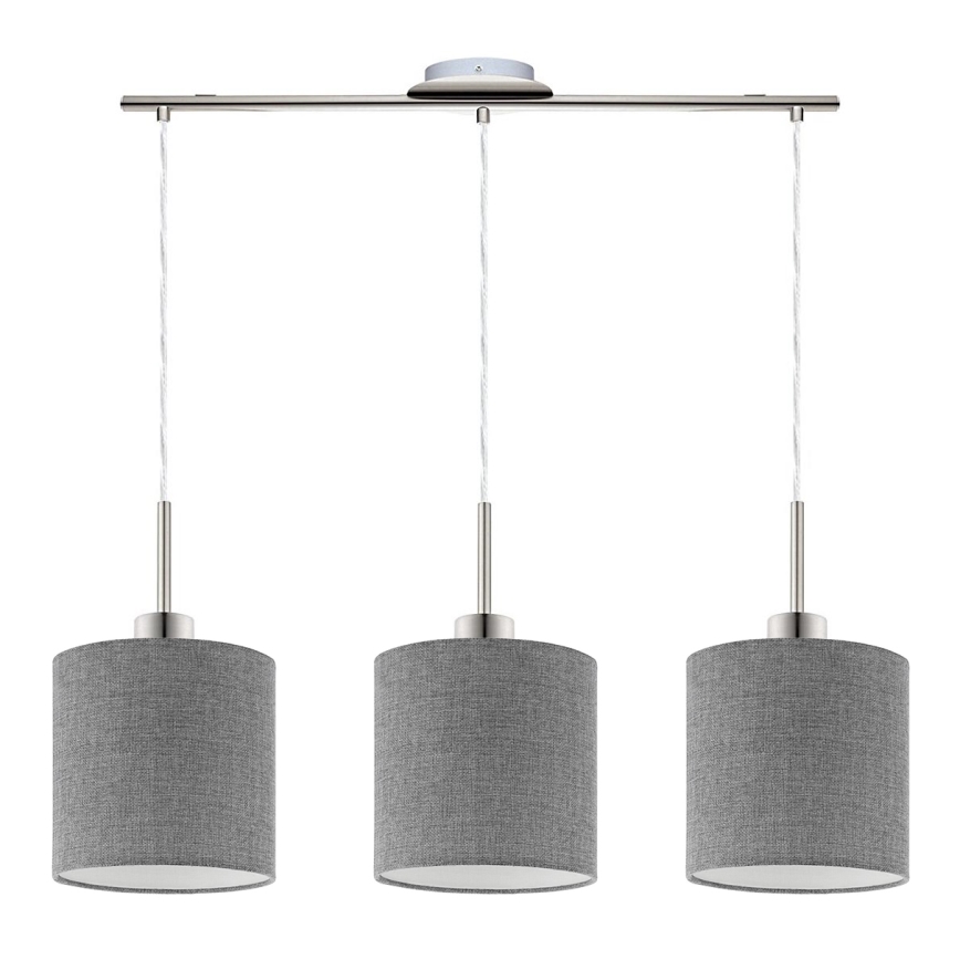Eglo - LED  Lustr na lanku TUNJA 3xE27/60W/230V šedá