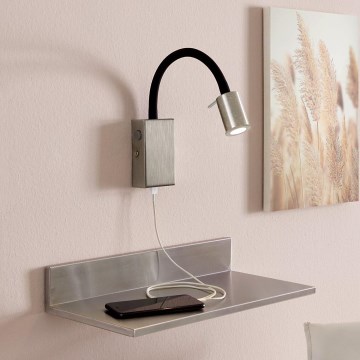 Eglo - LED Nástěnné bodové svítidlo s USB nabíječkou LED/3,5W/230V matný chrom