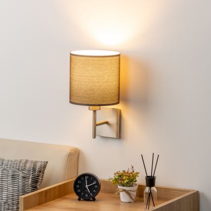 Eglo - LED  Nástěnné svítidlo TUNJA 1xE27/60W/230V matný chrom/hnědá
