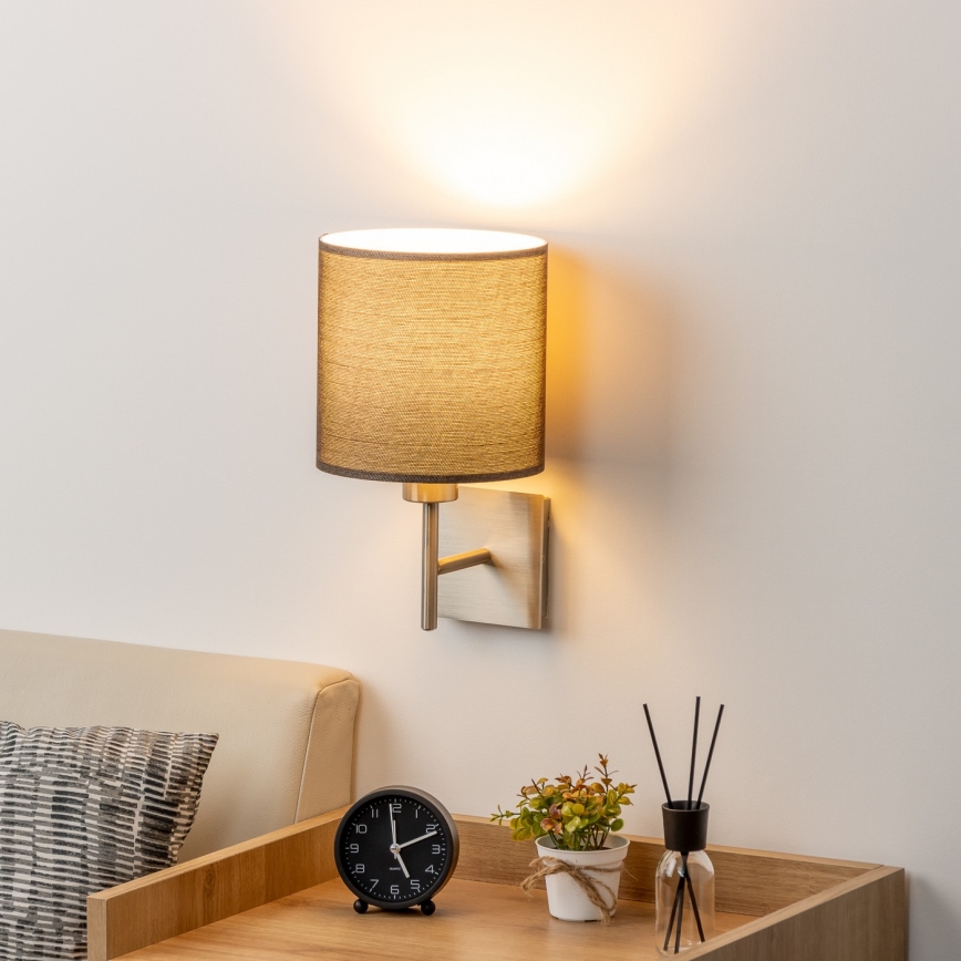 Eglo - LED  Nástěnné svítidlo TUNJA 1xE27/60W/230V matný chrom/hnědá