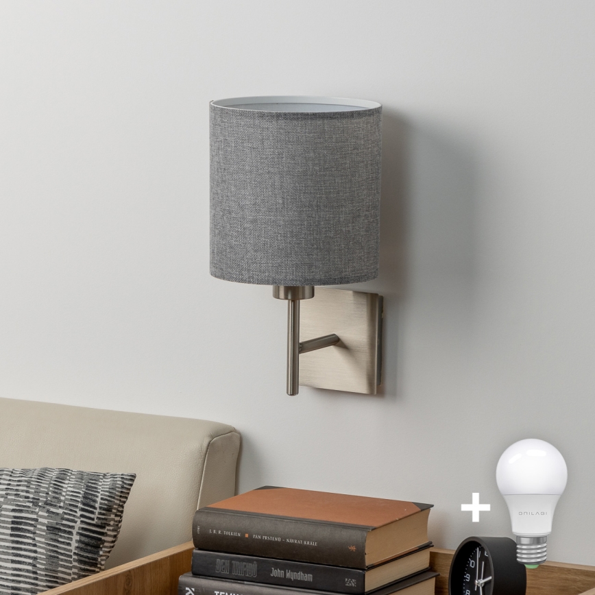 Eglo - LED  Nástěnné svítidlo TUNJA 1xE27/60W/230V matný chrom/šedá